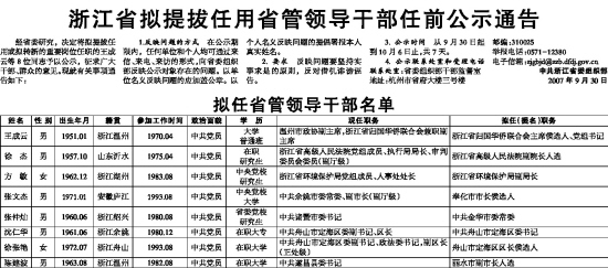 浙江干部任免信息发布